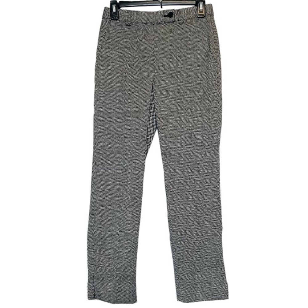 DKNY• black white micro check mid-rise straight leg wool Trouser pants